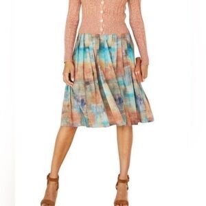 💛 Peruvian Connection Midi Skirt in multi-color abstract print 💛